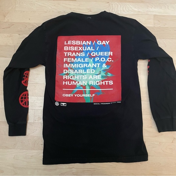 Obey Black Long Sleeve Small T-Shirt - Human Rights - Picture 9 of 9
